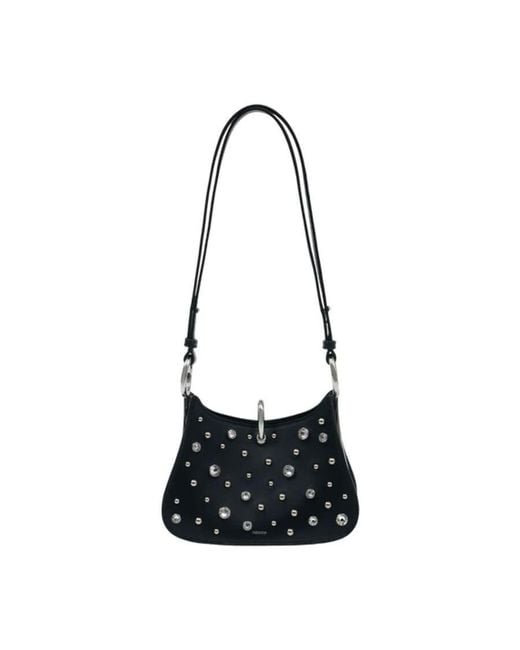 Rabanne Black Studded Calfskin Shoulder Bag