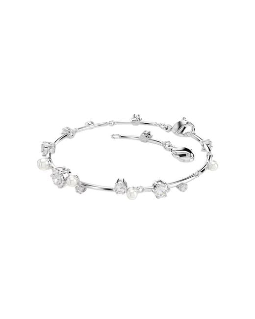 Swarovski Metallic Round Cut Constella Tennis Bracelet, Size Medium