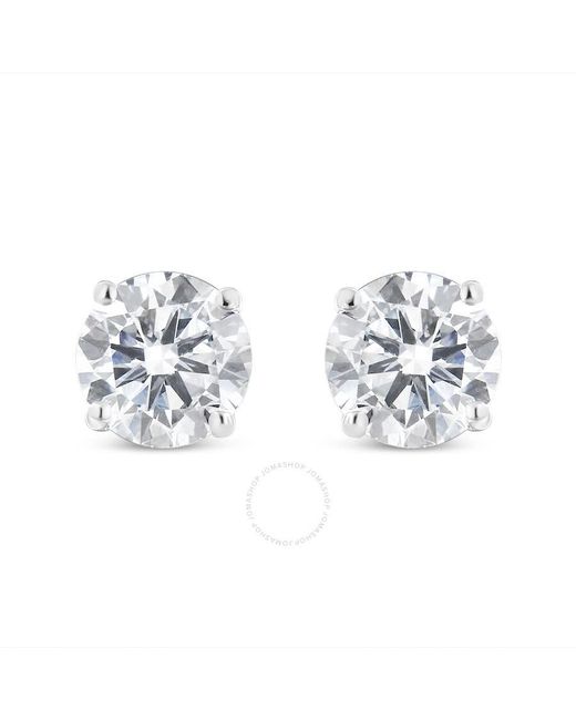 Haus of Brilliance Metallic Ags Certified 14k White Gold 2.0 Cttw 4-prong Set Brilliant Round-cut Solitaire Diamond Screw Back Stud Earrings