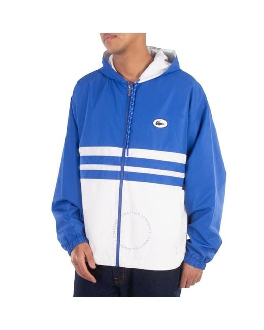 Lacoste Blue Colorblock Hooded Windbreaker Jacket, Brand Size 52 Us for men