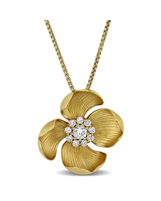 Created Forever Metallic 3/5Ct Tw Lab Grown Diamond Flower Pendant With Chain