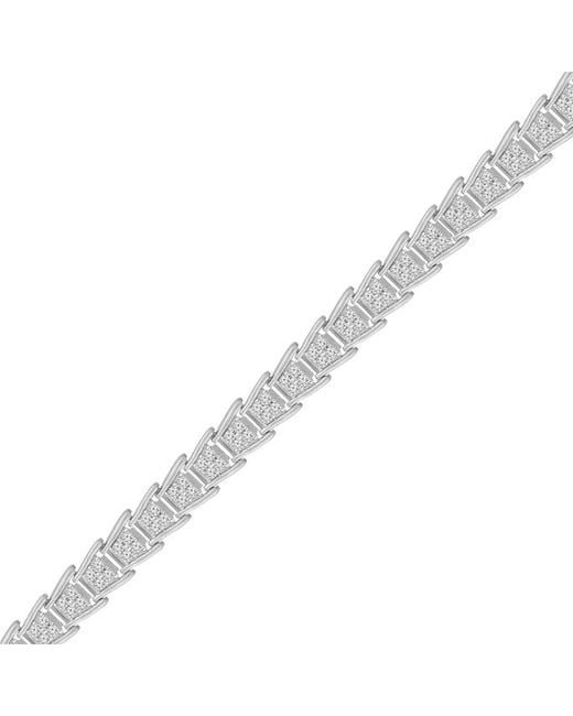 Haus of Brilliance Metallic 925 Sterling 2.0 Cttw Diamond Fan-Shaped Overlapping Link Tennis Bracelet (I-J Color, I3 Clarity)
