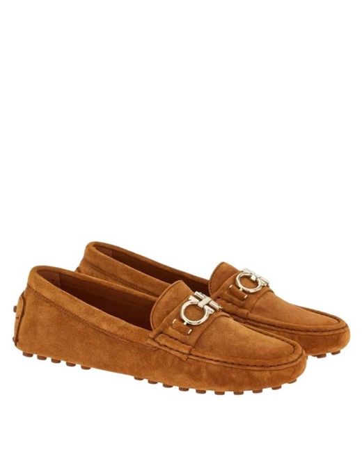 Ferragamo Brown Gancini Driver Moccasin for men