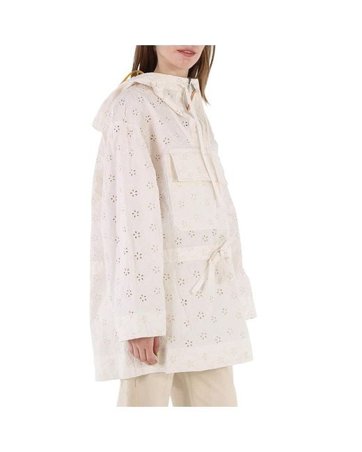 Moncler Multicolor Ladies Natural Asnen Broderie Anglaise Jacket, Brand Size 2 (Medium)