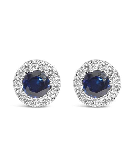 Haus of Brilliance Blue 14K 3.0 Ct Lab-Grown Diamond Halo Stud Earrings & F-G Color, Vs1-Vs2 Clarity)