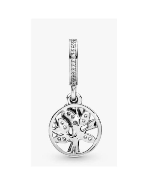 PANDORA Sparkling Family Tree Dangle Charm in White | Lyst UK