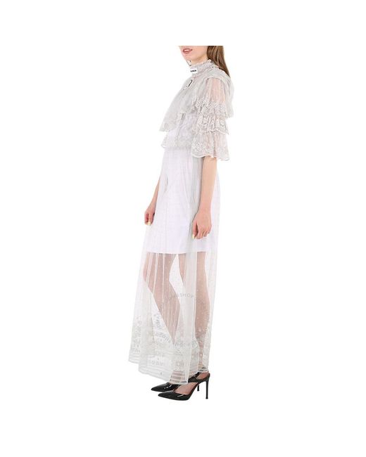 Burberry White Long Lace Dress