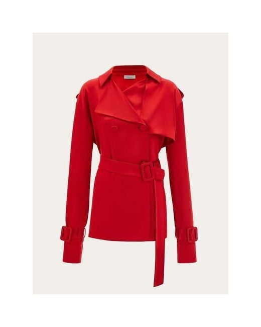 Ferragamo Red Bright Belted Jacket, Brand Size 38 (Us