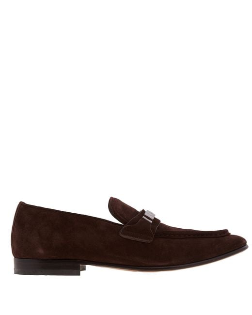 Ferragamo Brown Ferragamo Dumas Ornament Suede Loafers, Size 9 E for men