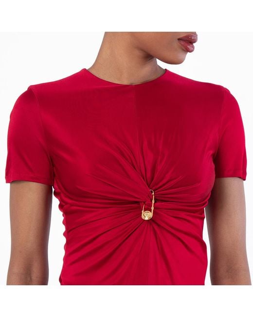 Versace Safety Pin Gathered Viscose Top