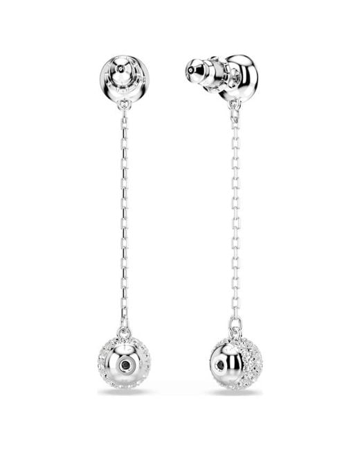 Swarovski White Una Angelic Rhodium Plated Drop Earrings