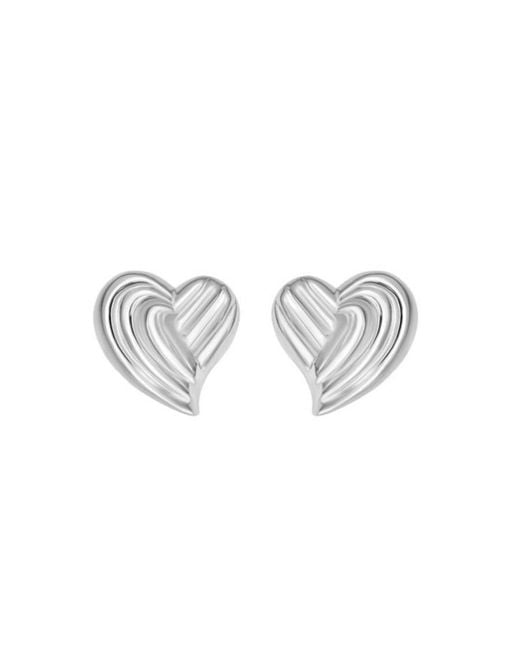 Tresorra Metallic Sterling Radiant Heart Stud Earring
