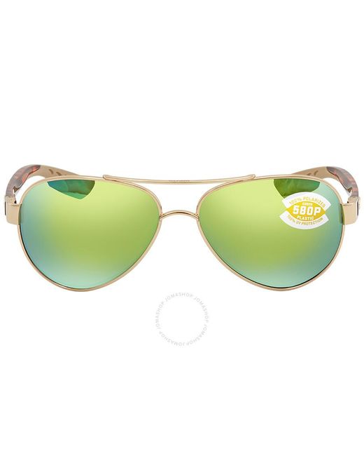 Costa Del Mar Loreto Green Mirror Polarized Polycarbonate Pilot Sunglasses Lr 64 Ogmp 56