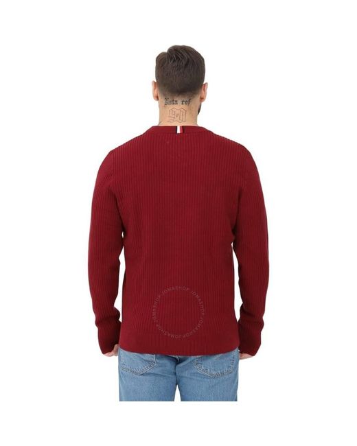 Tommy Hilfiger Red Hilfiger Structure Flag Crewneck Sweater for men