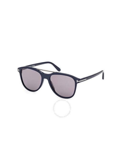 Tom Ford Blue Damian Smoke Mirror Pilot Sunglasses Ft1098 90c 54 for men
