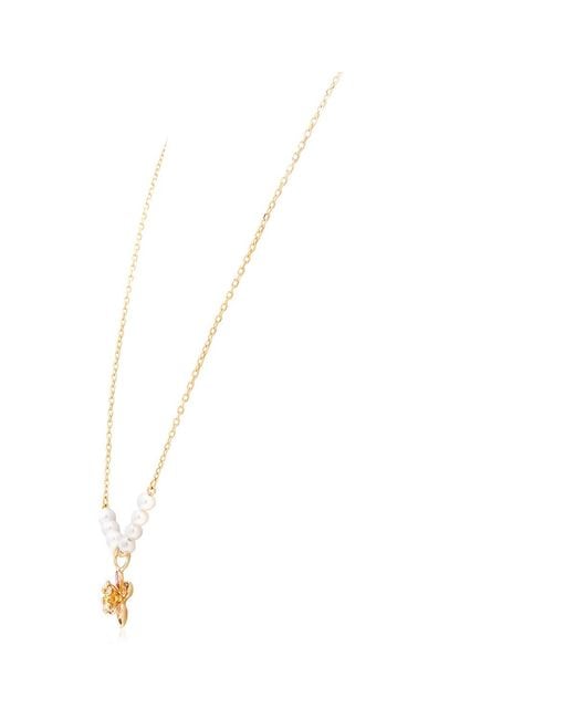 Swarovski Metallic Idyllia Crystal Pearl Flower Pendant Necklace