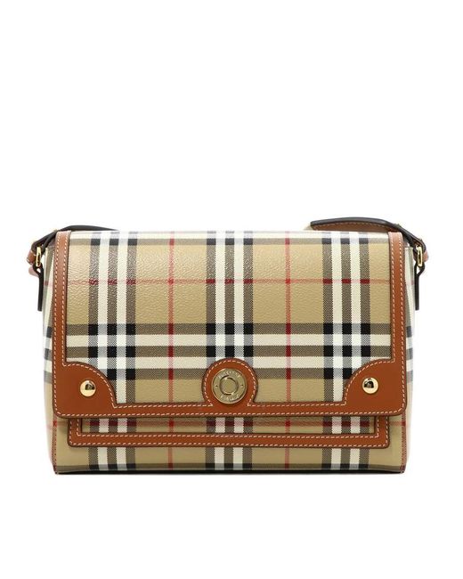 Burberry Metallic Briar Check And Leather Note Bag