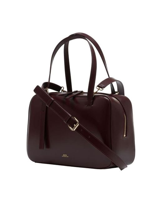 A.P.C. Purple Virginie Box Top Handle Bag Burgundy