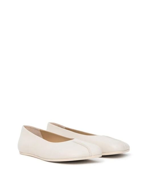 MM6 by Maison Margiela Natural Stitch-Out Leather Ballet Flats