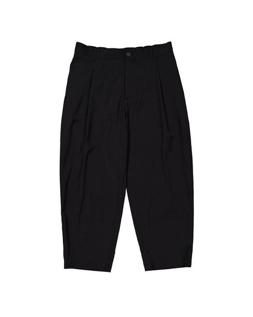 Maison Kitsuné Black Tapered Pleated Wool Trousers for men