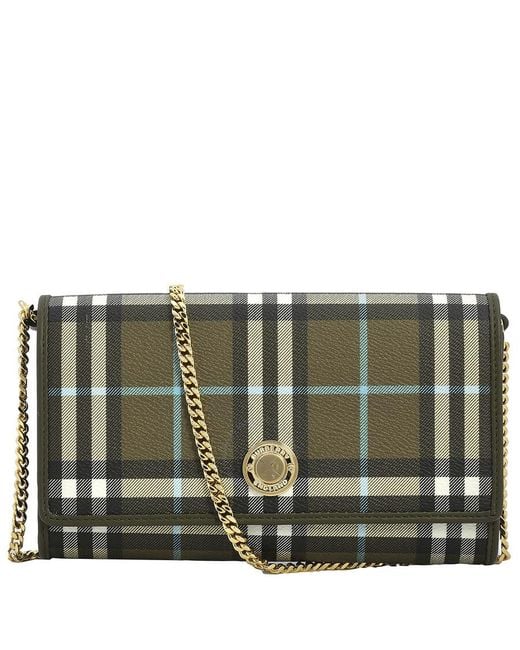 Burberry Green Olive Hannah Check Wallet