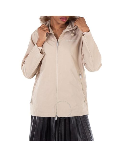 Burberry Natural Everton Logo Detail Hooded Jacket, Brand Size 6 (Us
