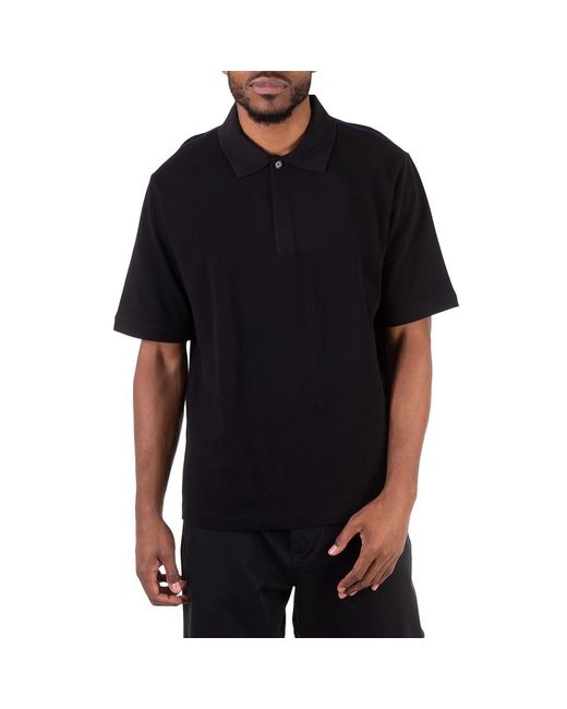 Burberry Black Striped-Cuffs Short Sleeved Cotton Polo Shirt for men