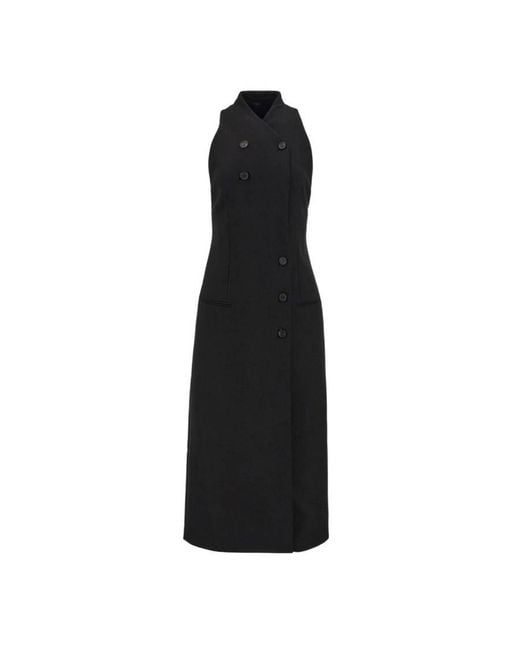 Ferragamo Black Double-Breasted Sleeveless Dress, Brand Size 40 Us