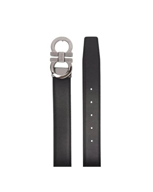 Ferragamo Brown Gancini Buckle Reversible Leather Belt for men