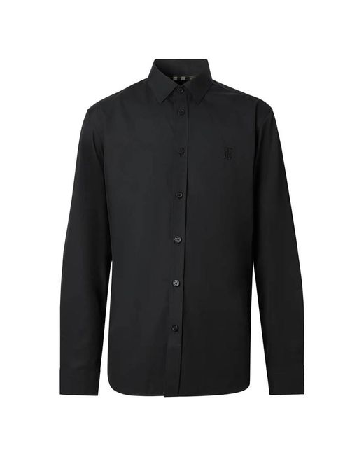 Burberry Black Sherwood Monogram Motif Poplin Shirt for men
