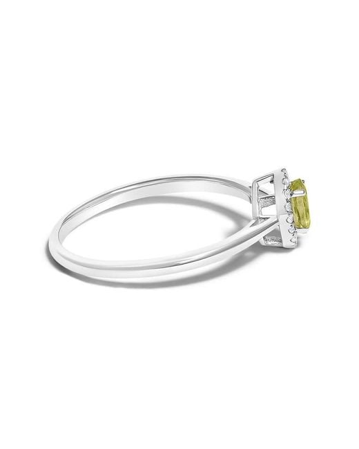 Haus of Brilliance Green 10K 5X3Mm Oval Peridot And Diamond Accent Halo Ring (I-J Color, I1-I2 Clarity)