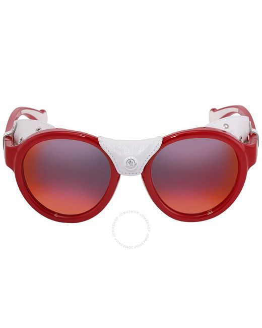 Moncler Red Mirror Round Sunglasses Ml0046 67c 52