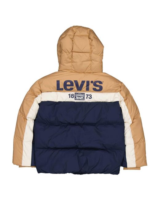 Levi's Blue Levis Boys Colorblock Down Hooded Puffer Jacket