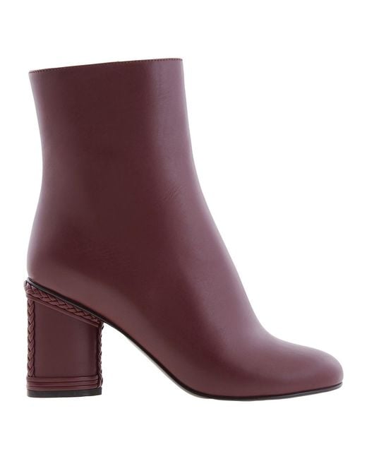 Ferragamo Purple Ferragamo Leather Ankle Boots With Block Heel, Size 7 D