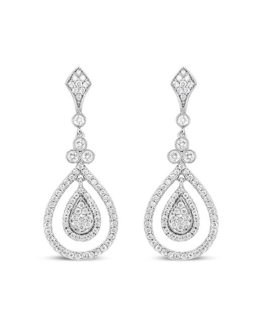 Haus of Brilliance Metallic 18k White Gold 1 1/4 Cttw Round Diamond Openwork Teardrop-shaped Dangle Earrings for men