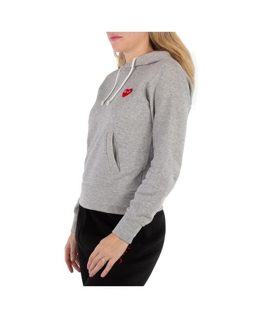 Comme des Garçons Gray Long-Sleeve Embroidered Heart Logo Hoodie