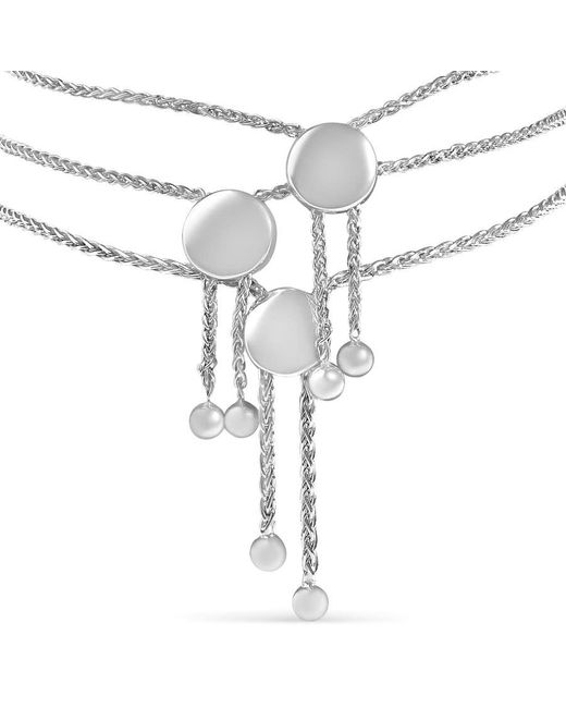 Haus of Brilliance Metallic Sterling Diamond Accent 3 Piece Adjustable Bolo Bracelet Set