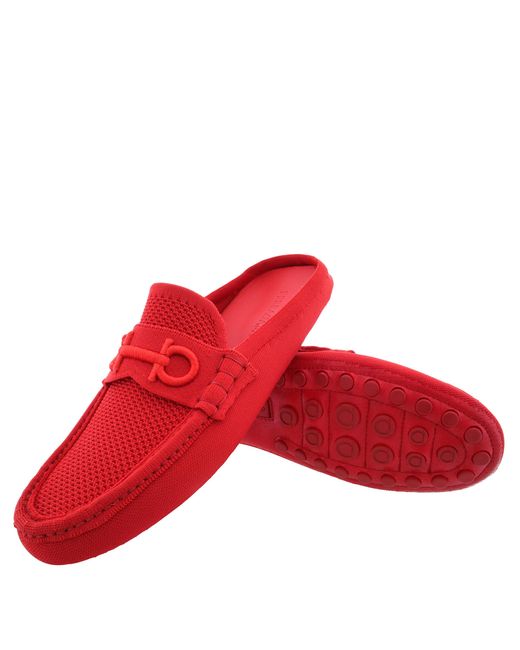 Ferragamo Red Ferragamo Decker Gancini Woven Drivers, Size 9 Ee for men