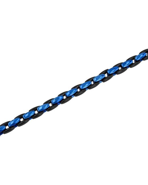 Robert Alton Blue Stainless Steel With & Finish Bracelet for men