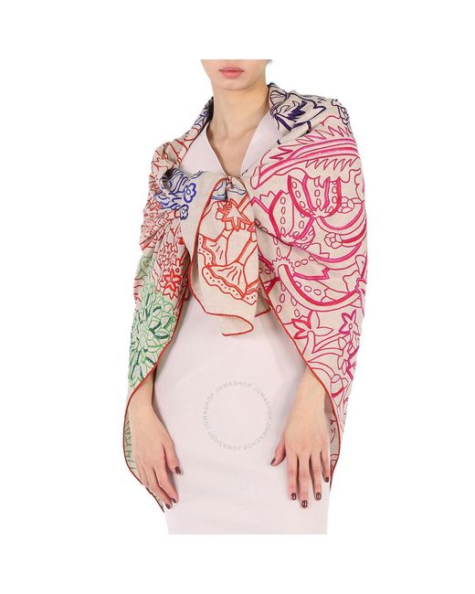 Hermès Pink Exceptionals Embroidered Shawl