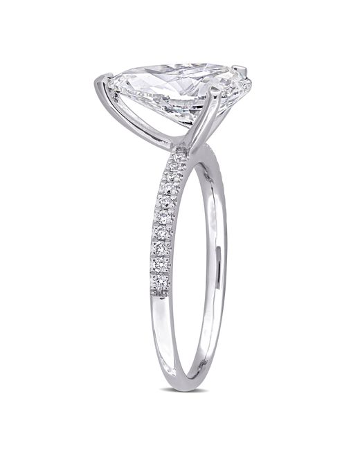 Created Forever White 3 1/6Ct Tw Pear-Shaped And Round-Cut Lab-Grown Diamond Solitaire Engagement Ring