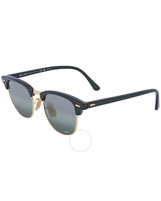 Ray-Ban Gray Clubmaster Chromance Polarized Silver/green Sunglasses Rb3016 1368g4 49