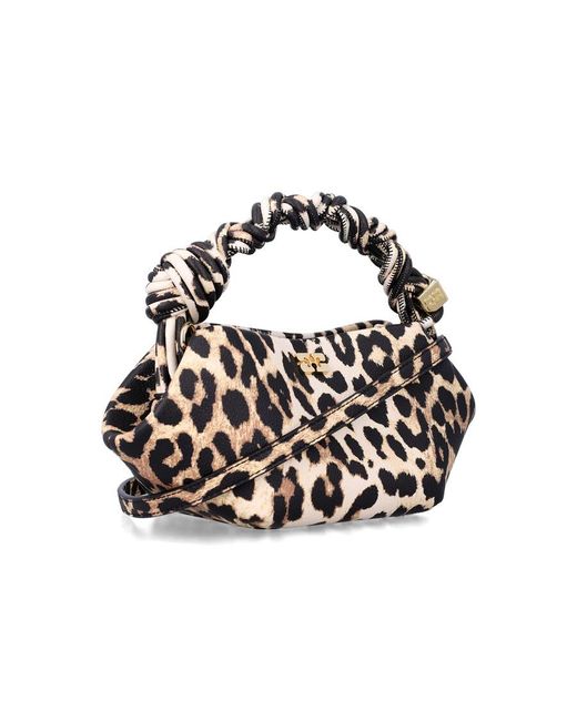 Ganni Black Leopard Grained Mini Bou Bag