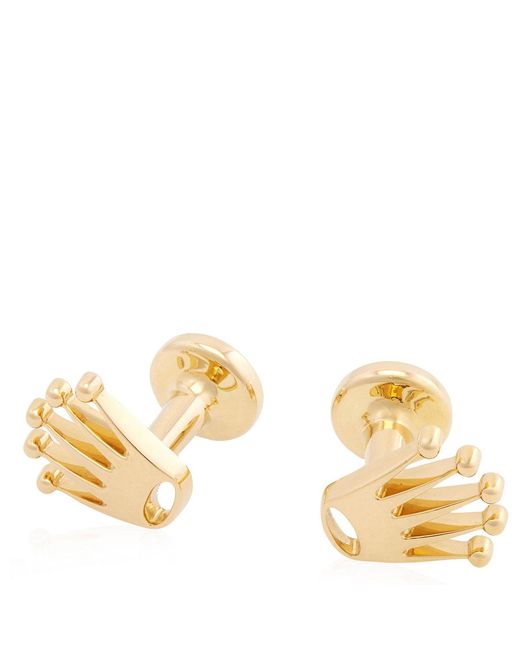Rolex Metallic 18 Kt Crown Cufflinks for men