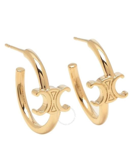 Céline Metallic Triomphe Asymmetric Hoops