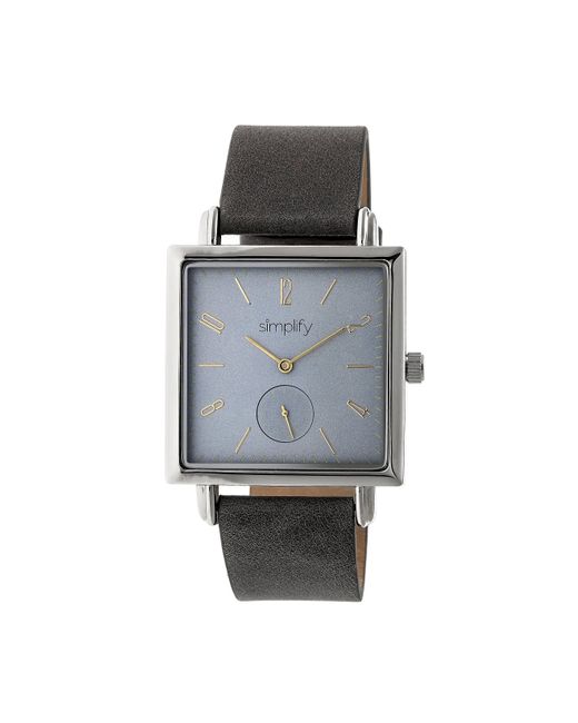 Simplify Gray The 5000 Grey Dial Charcoal Leather Watch