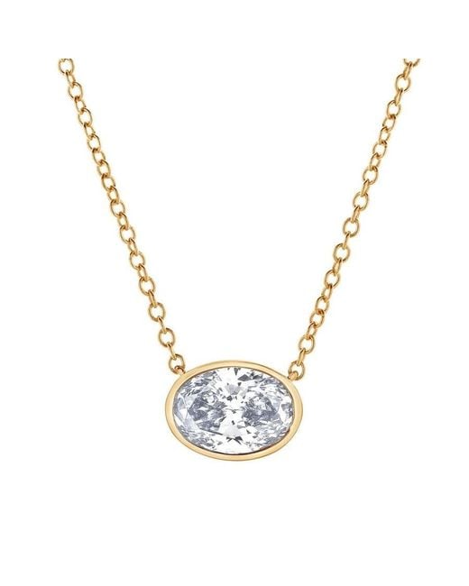 Brilliant Diamond Metallic 1 Carat Oval Lab Grown Diamond Pendant Necklace Set