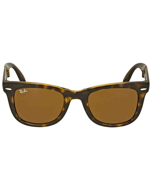 Ray-Ban Brown Rayban Folding Wayfarer Light Havana Tortoise Resin Sunglasses -50-710 for men