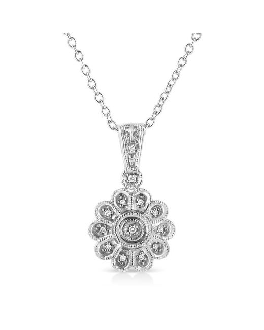 Haus of Brilliance White .925 Sterling Silver Diamond Accent Sunburst Milgrain 18'' Pendant Necklace