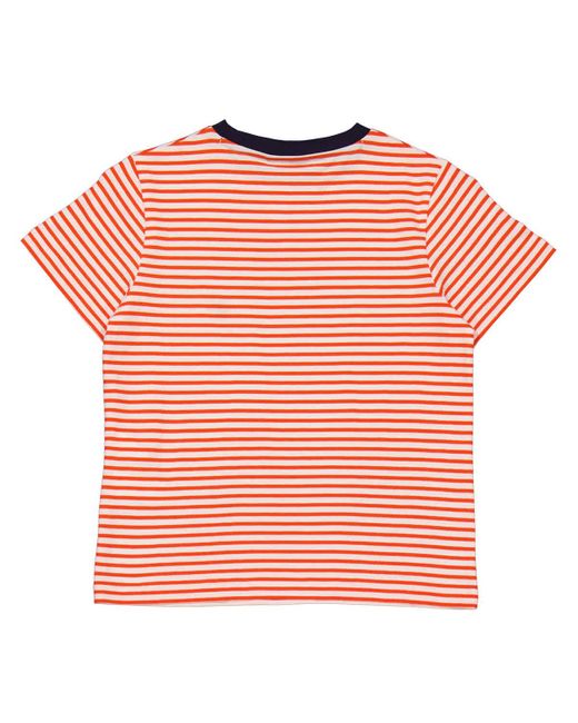 Save The Duck Pink Kids Yasu Stripe Print Cotton T-shirt
